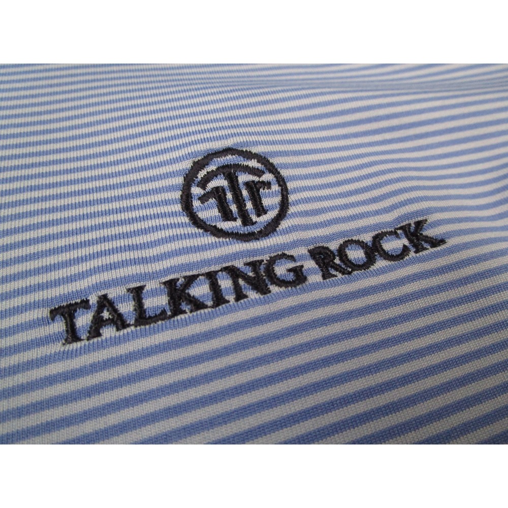 Greyson Mens Talking Rock Golf Polo Shirt Blue Stripe Size Large Performance L - Picture 4 of 10
